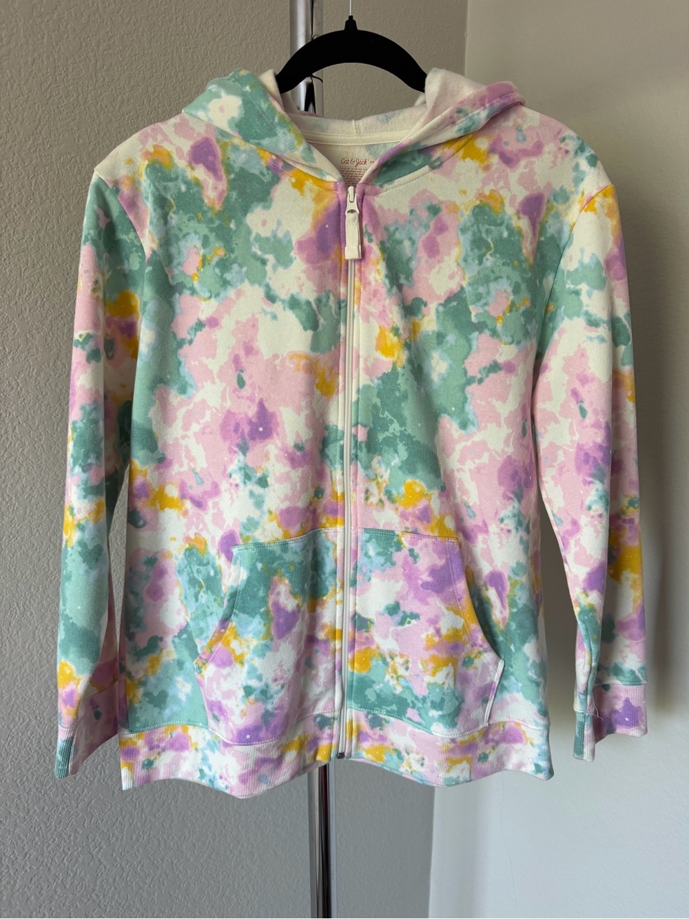 Cat & Jack Pastel Tie-Dye Zip Hoodie in Mint, Lavender & Yellow